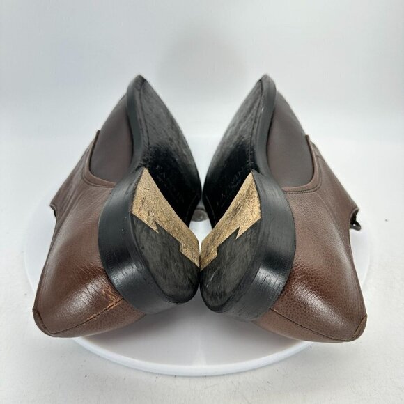 Lanvin Men Size 9 Brown Two Tone Leather Derby Lace Up Plain Toe Dress Shoes - Picture 8 of 14